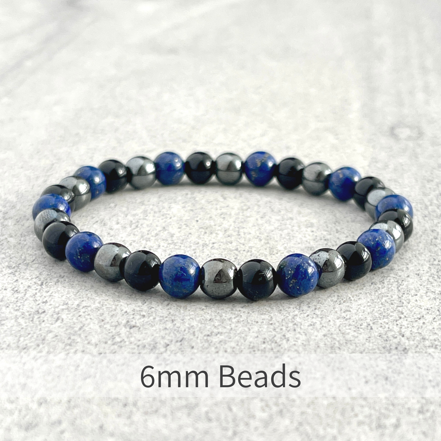 Lapis Lazuli, Onyx & Hematite Beaded Bracelet