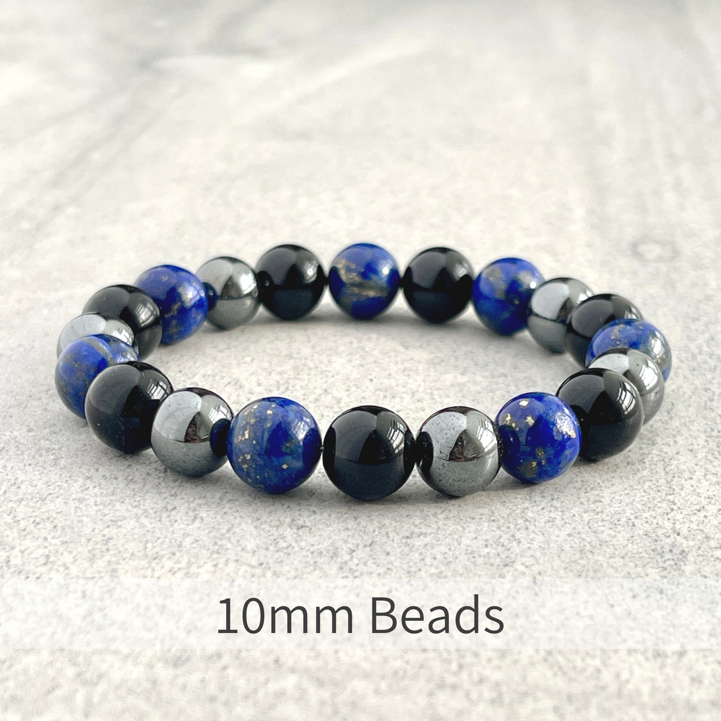 Lapis Lazuli, Onyx & Hematite Beaded Bracelet