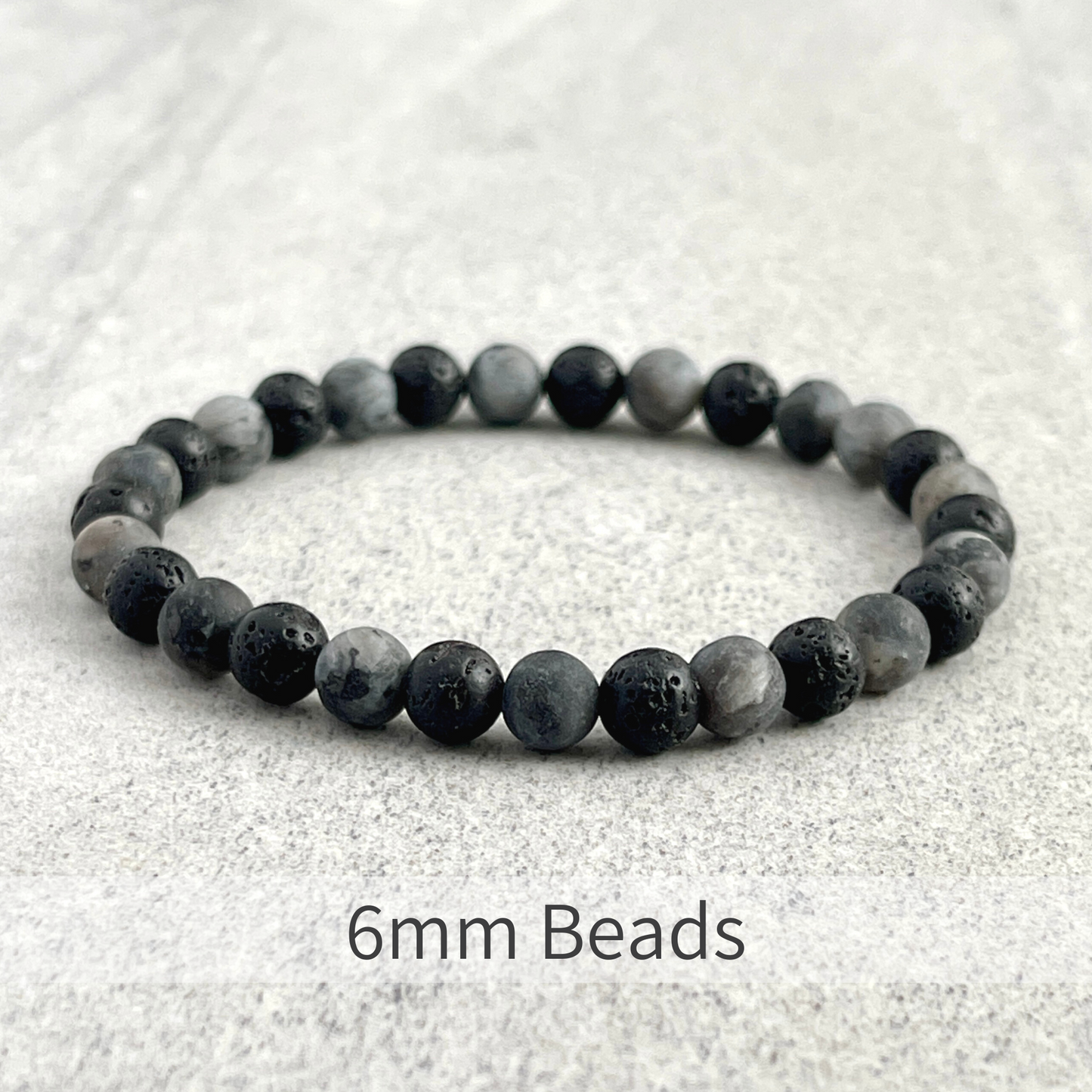 Matte Black Labradorite and Black Lava Beaded Bracelet