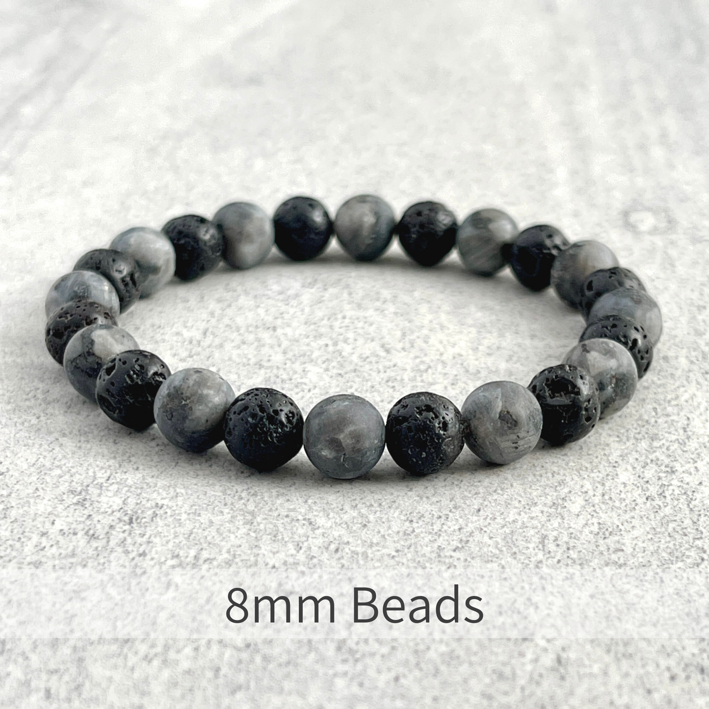 Matte Black Labradorite and Black Lava Beaded Bracelet