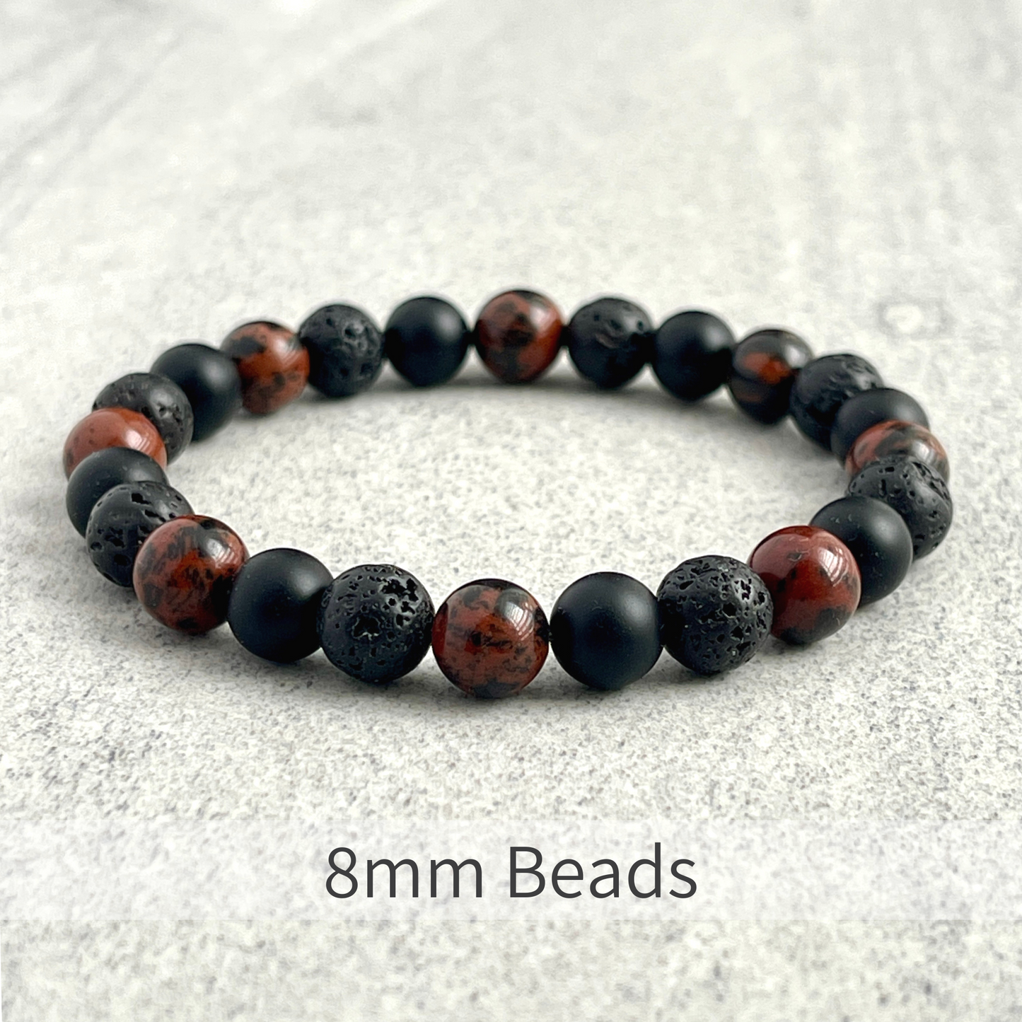 Mahogany Obsidian, Matte Onyx & Black Lava Bracelet