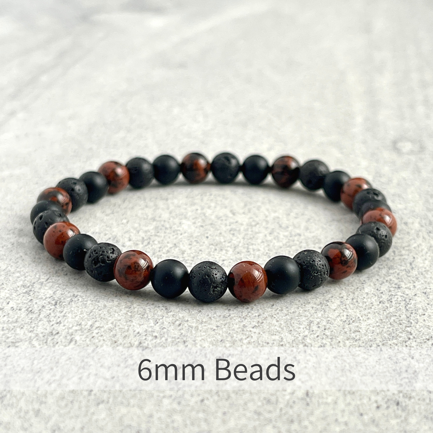 Mahogany Obsidian, Matte Onyx & Black Lava Bracelet