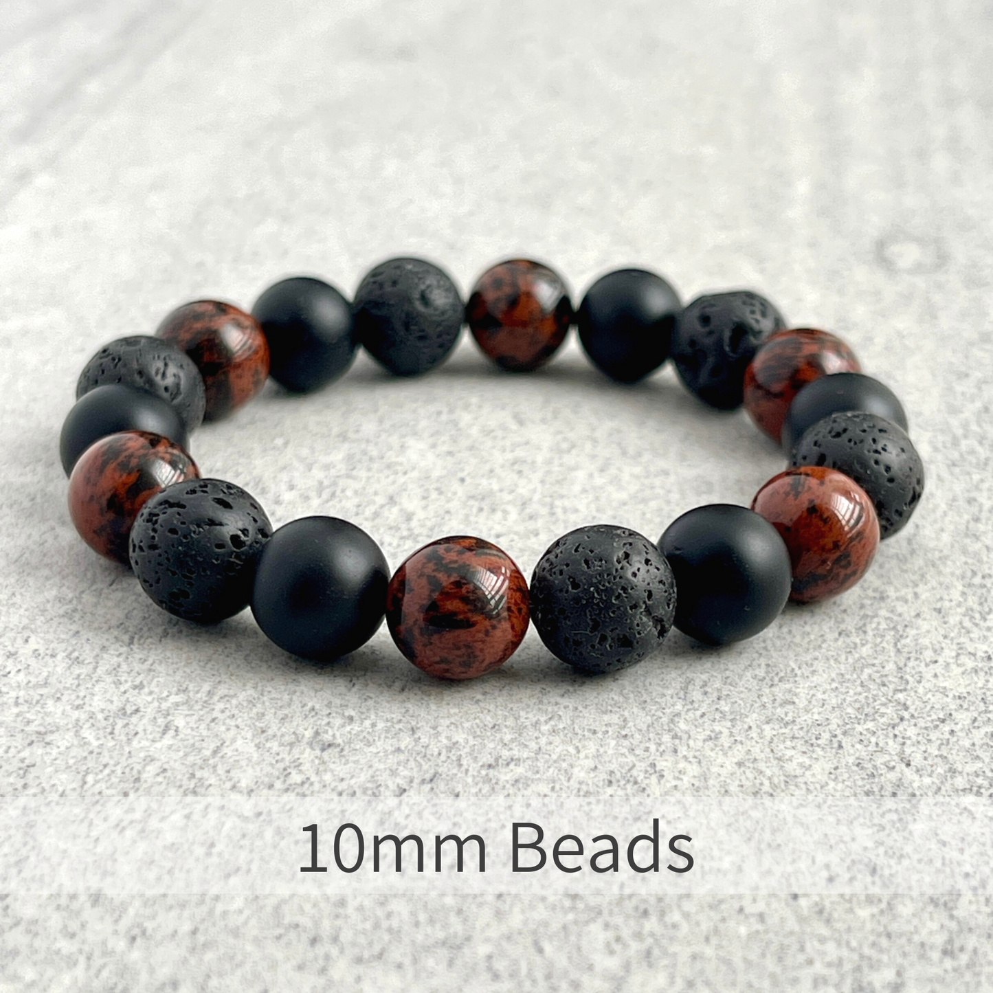 Mahogany Obsidian, Matte Onyx & Black Lava Bracelet