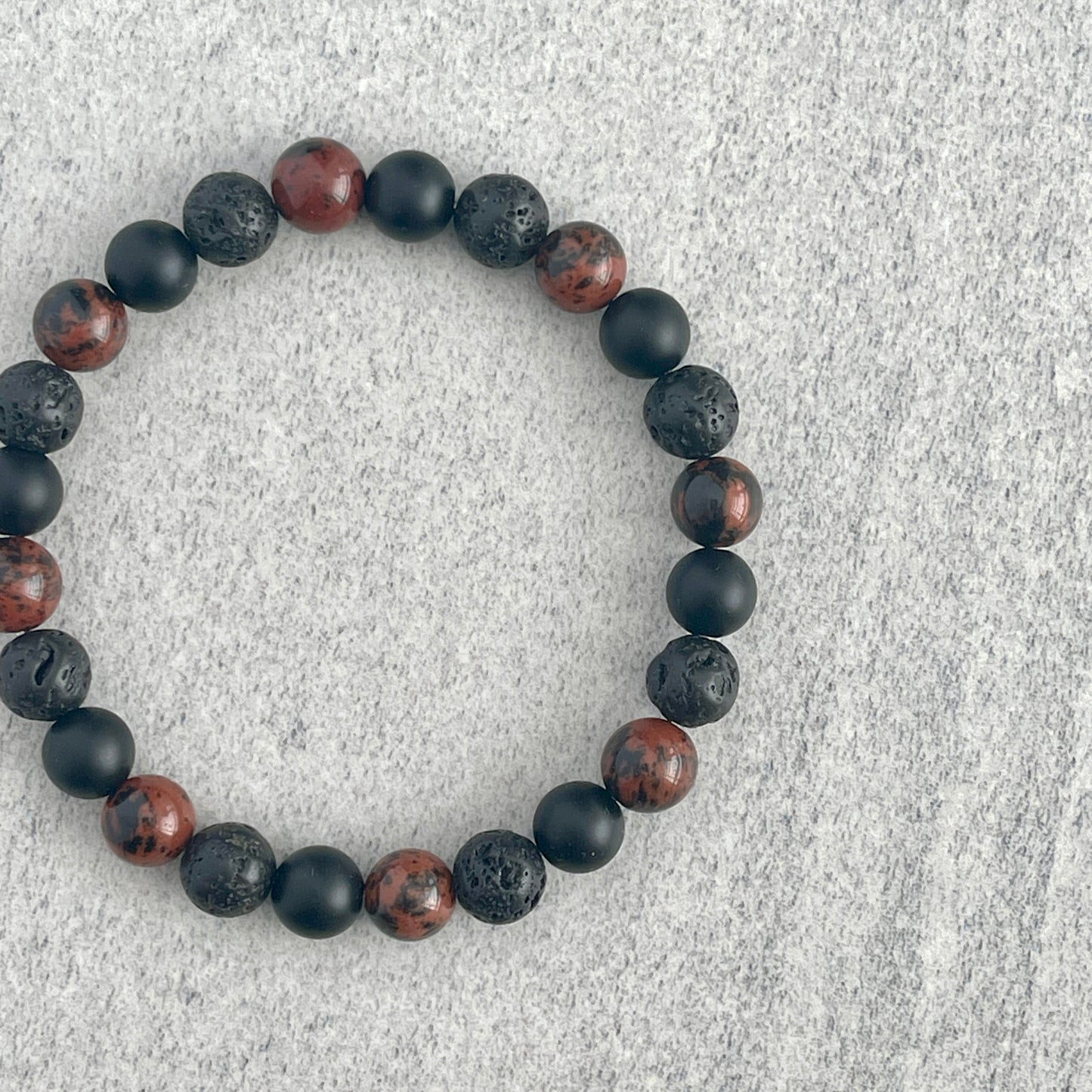 Mahogany Obsidian, Matte Onyx & Black Lava Bracelet