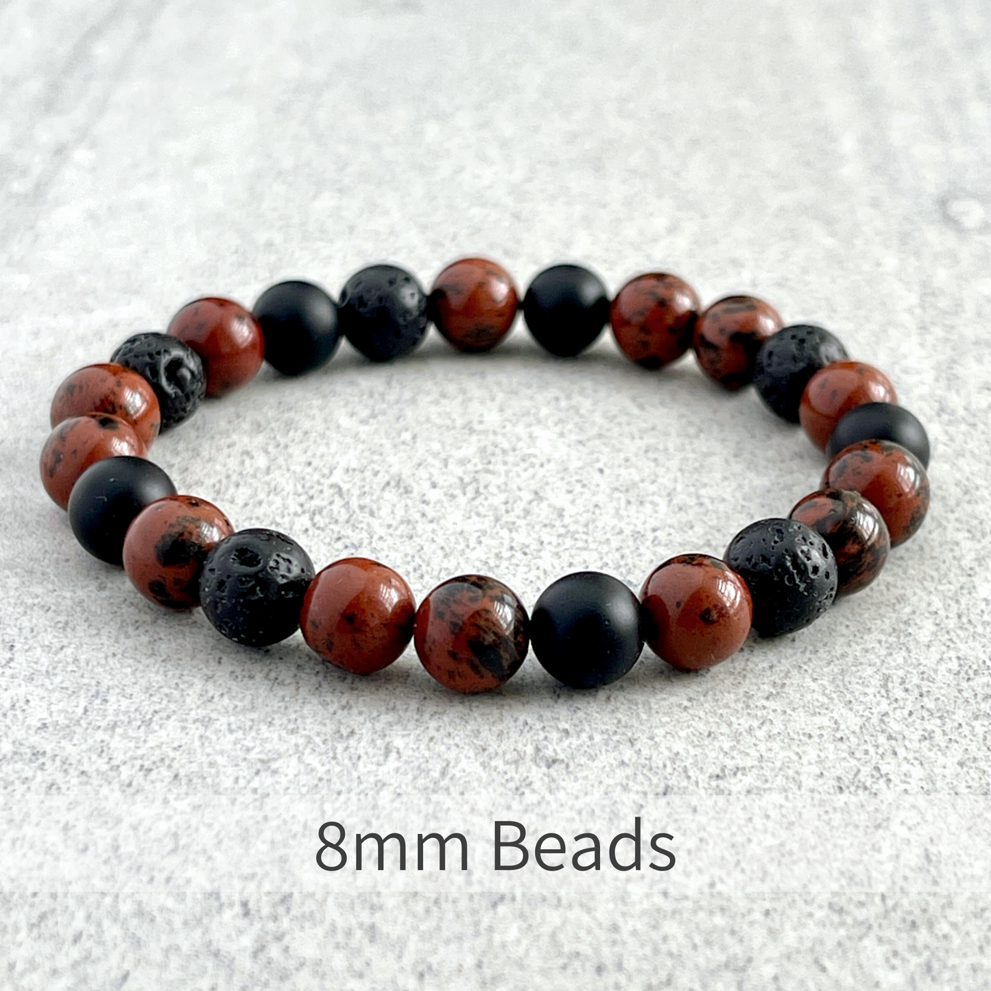 Mahogany Camo - Mahogany Obsidian, Matte Onyx and Black Lava Beaded Bracelet