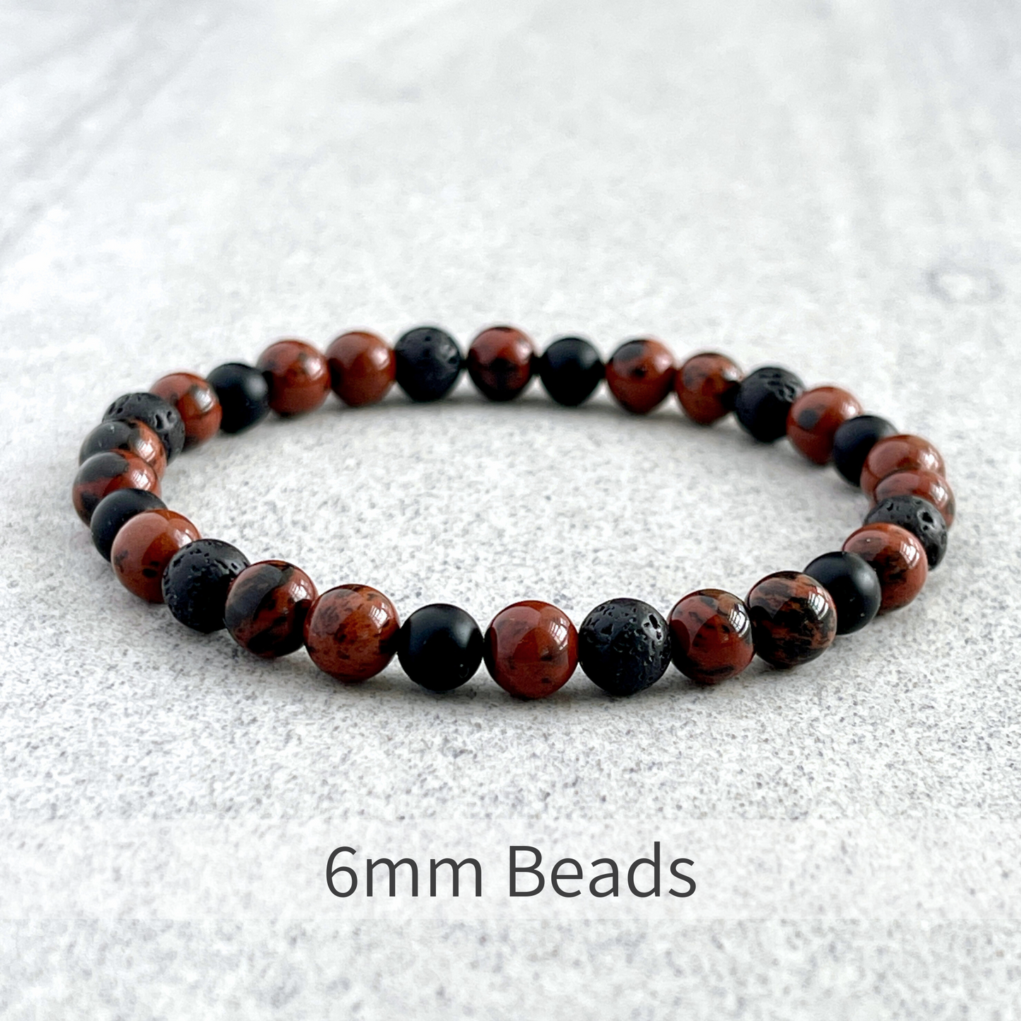 Mahogany Camo - Mahogany Obsidian, Matte Onyx and Black Lava Beaded Bracelet