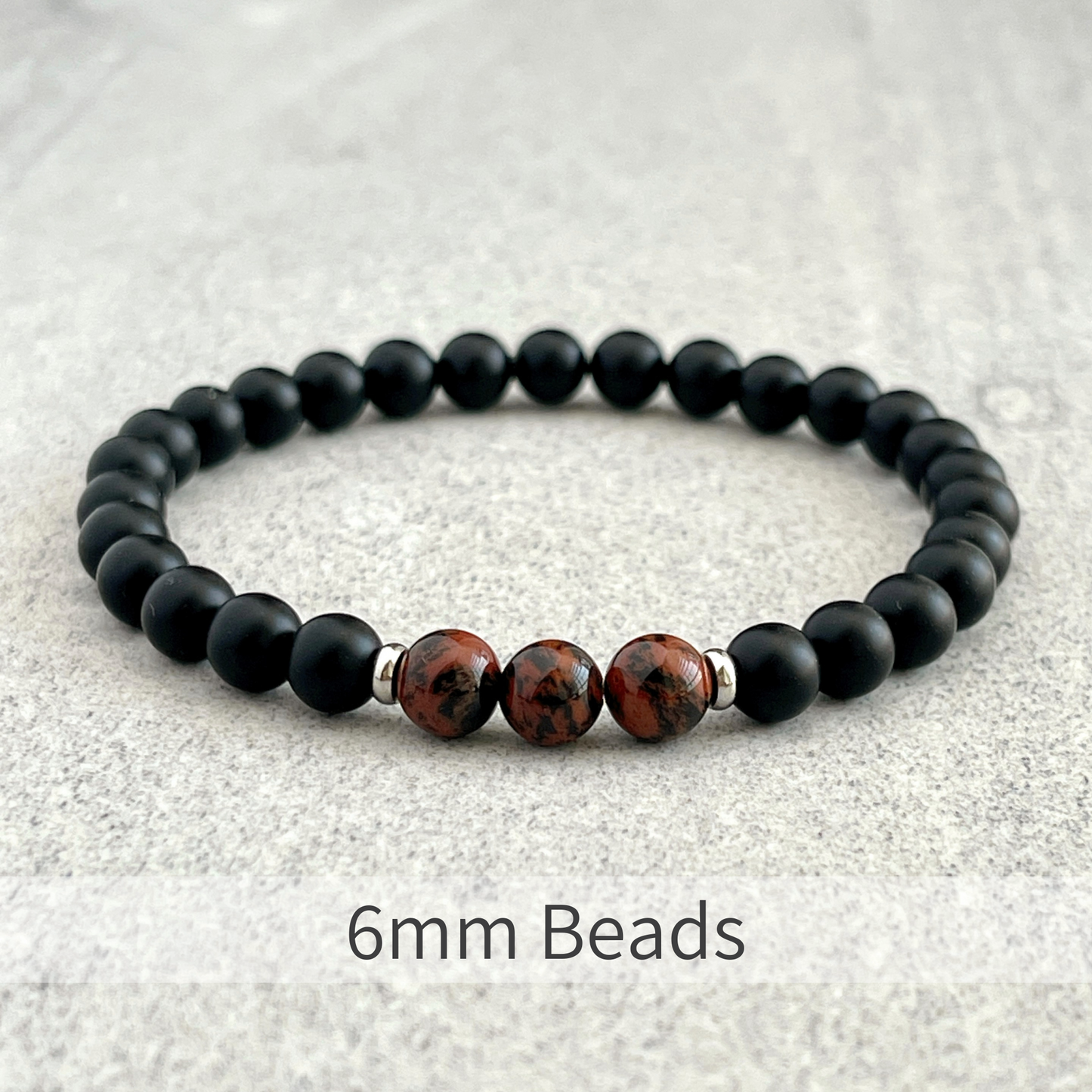 Matte Onyx and Tri Mahogany Obsidian Stretch Bracelet