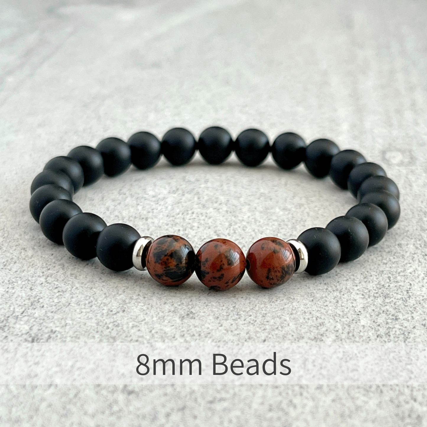 Matte Onyx and Tri Mahogany Obsidian Stretch Bracelet