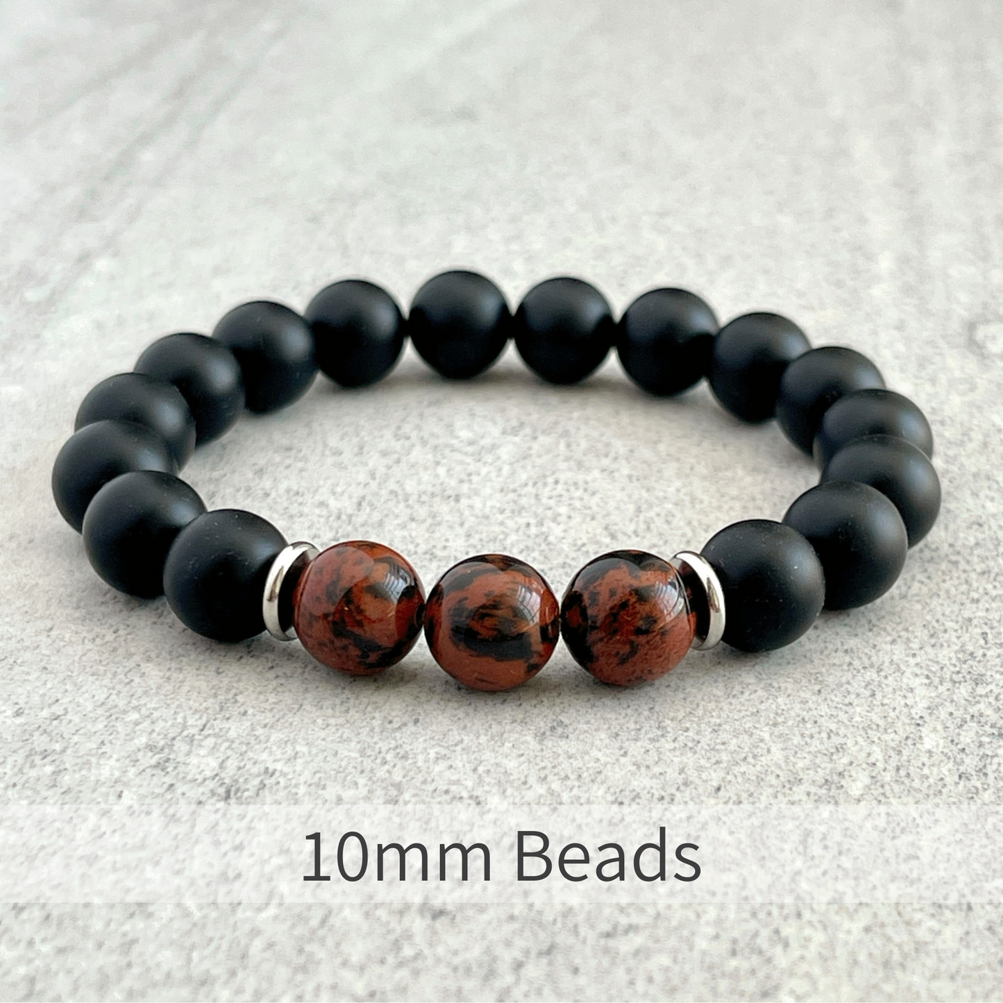 Matte Onyx and Tri Mahogany Obsidian Stretch Bracelet