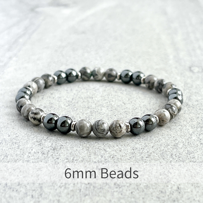 Map Jasper and Hematite Beaded Bracelet