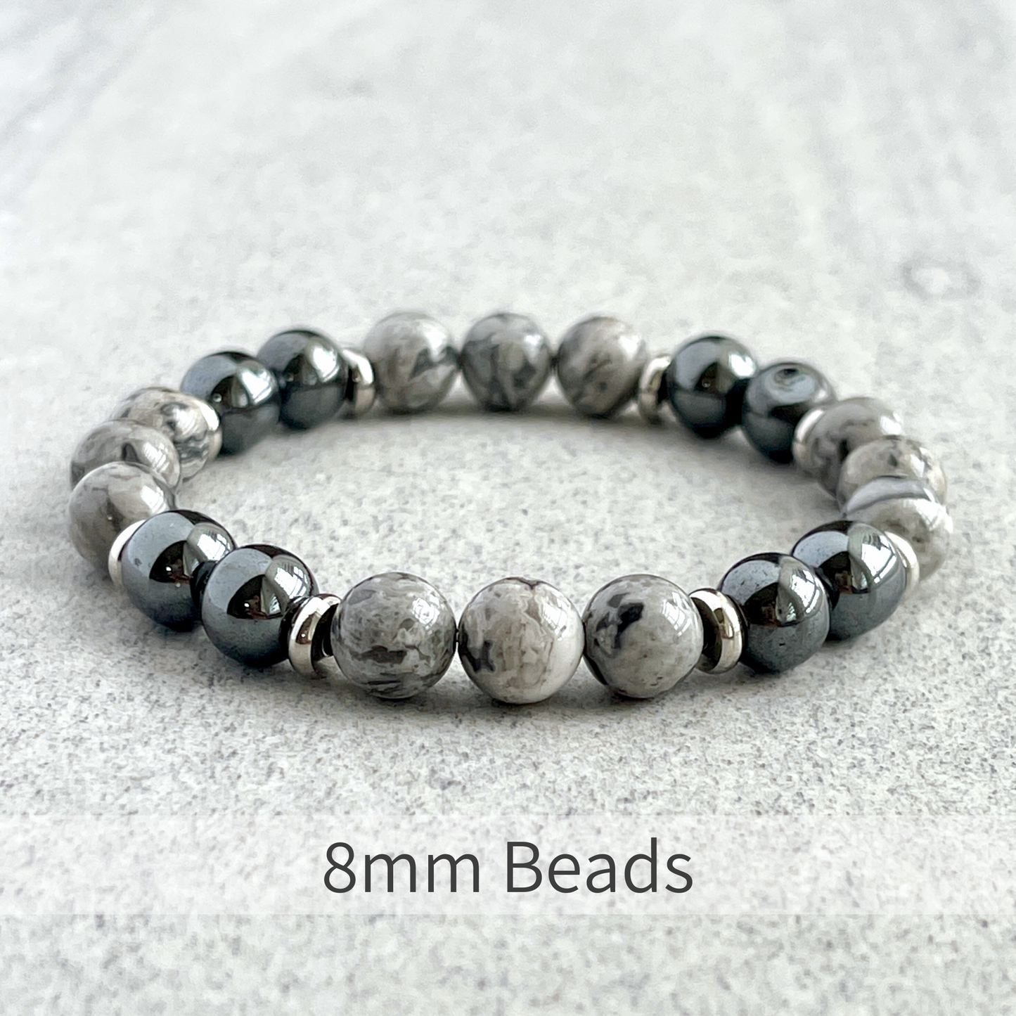 Map Jasper and Hematite Beaded Bracelet