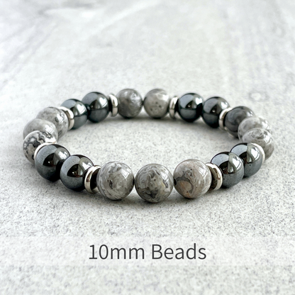 Map Jasper and Hematite Beaded Bracelet