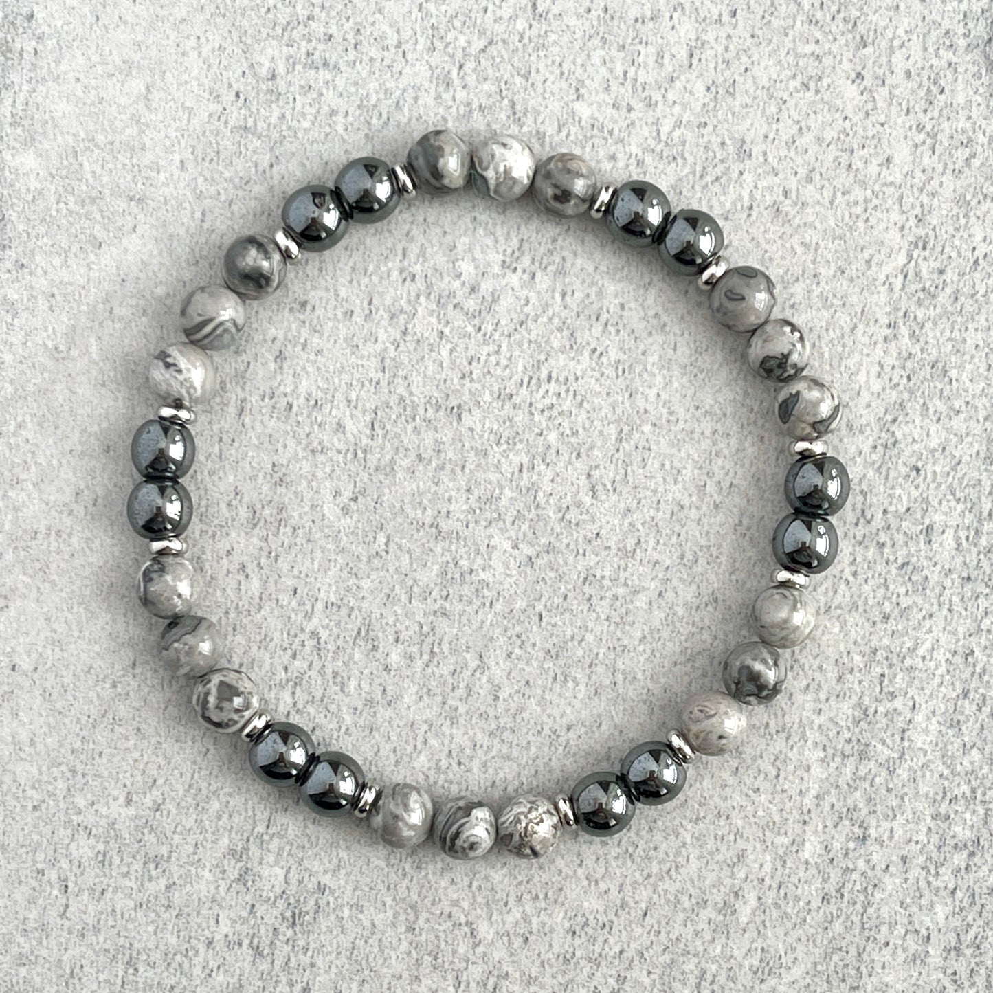 Map Jasper and Hematite Beaded Bracelet