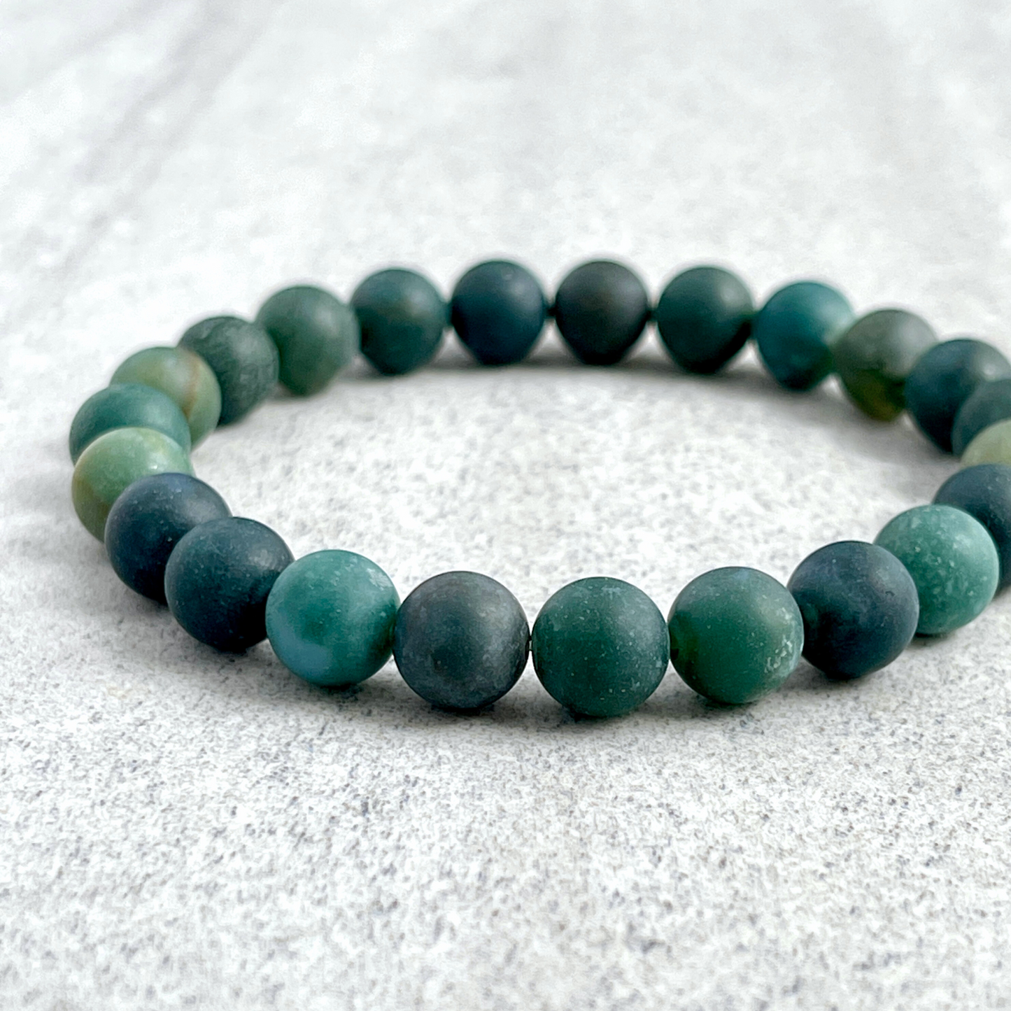 Matte Moss Agate Beaded Bracelet