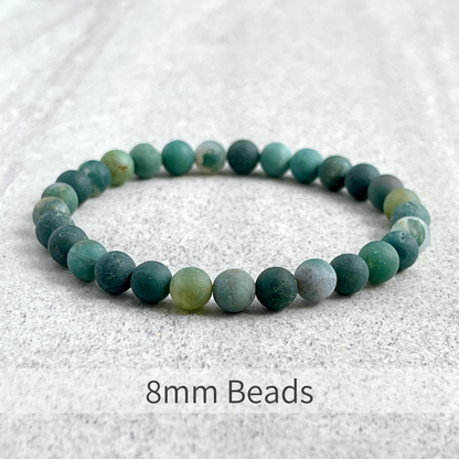 Matte Moss Agate Beaded Bracelet