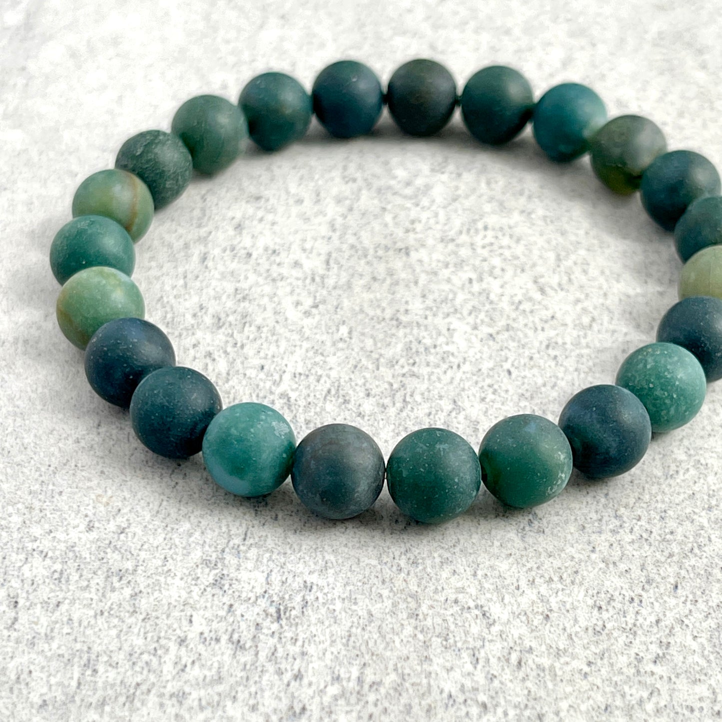 Matte Moss Agate Beaded Bracelet