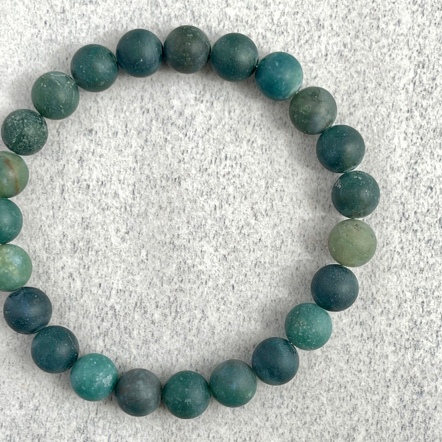 Matte Moss Agate Beaded Bracelet