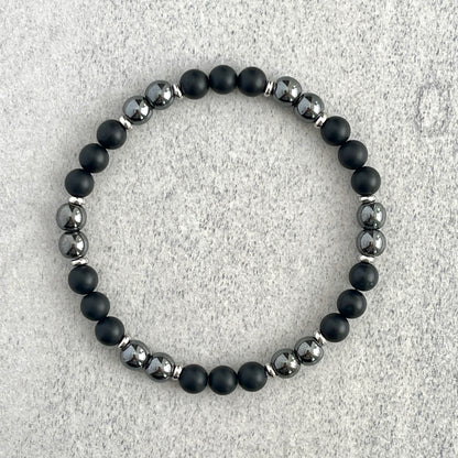 Matte Onyx and Hematite Beaded Bracelet