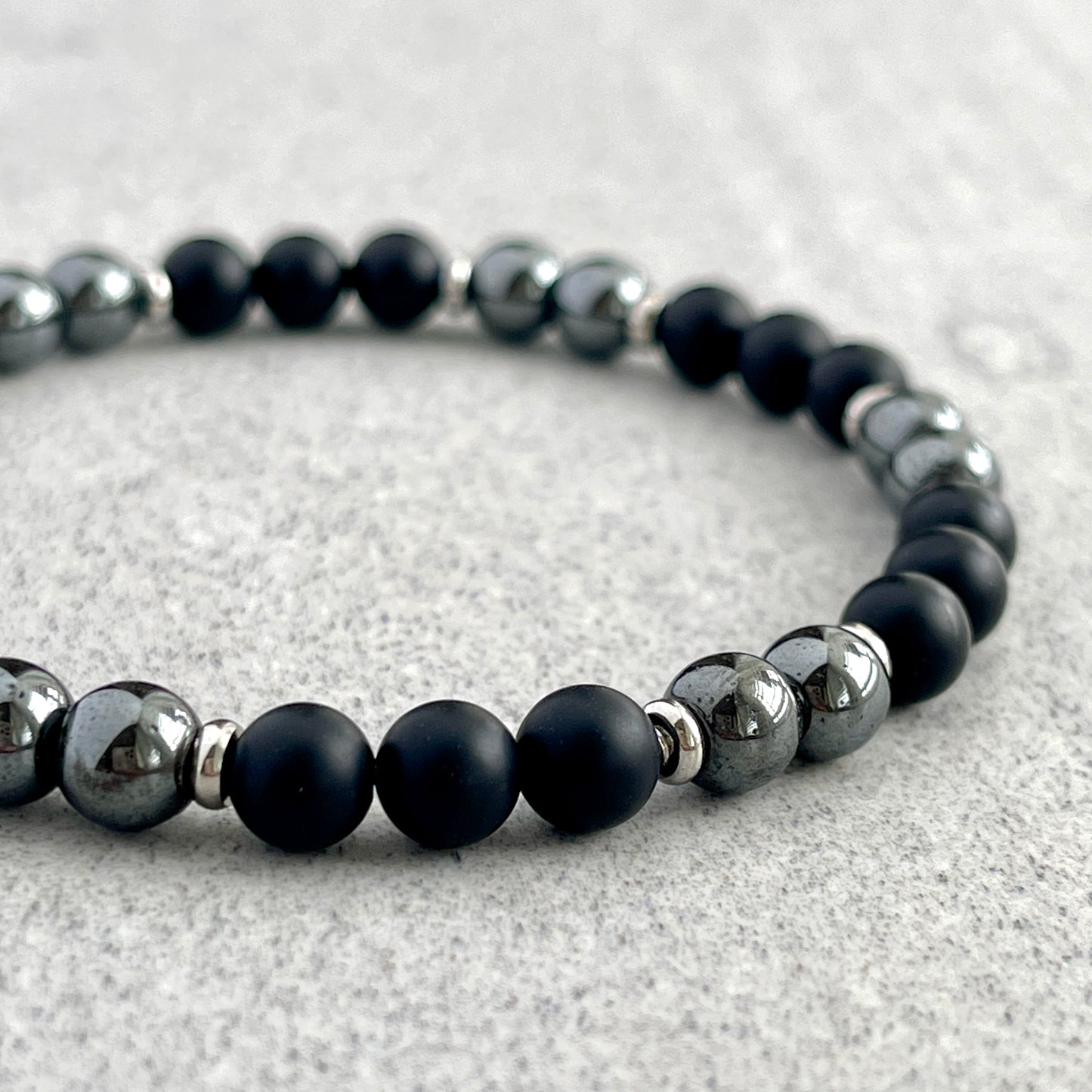 Matte Onyx and Hematite Beaded Bracelet