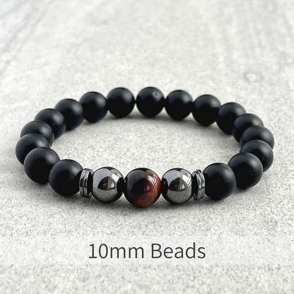 Matte Onyx with Red Tiger Eye and Hematite