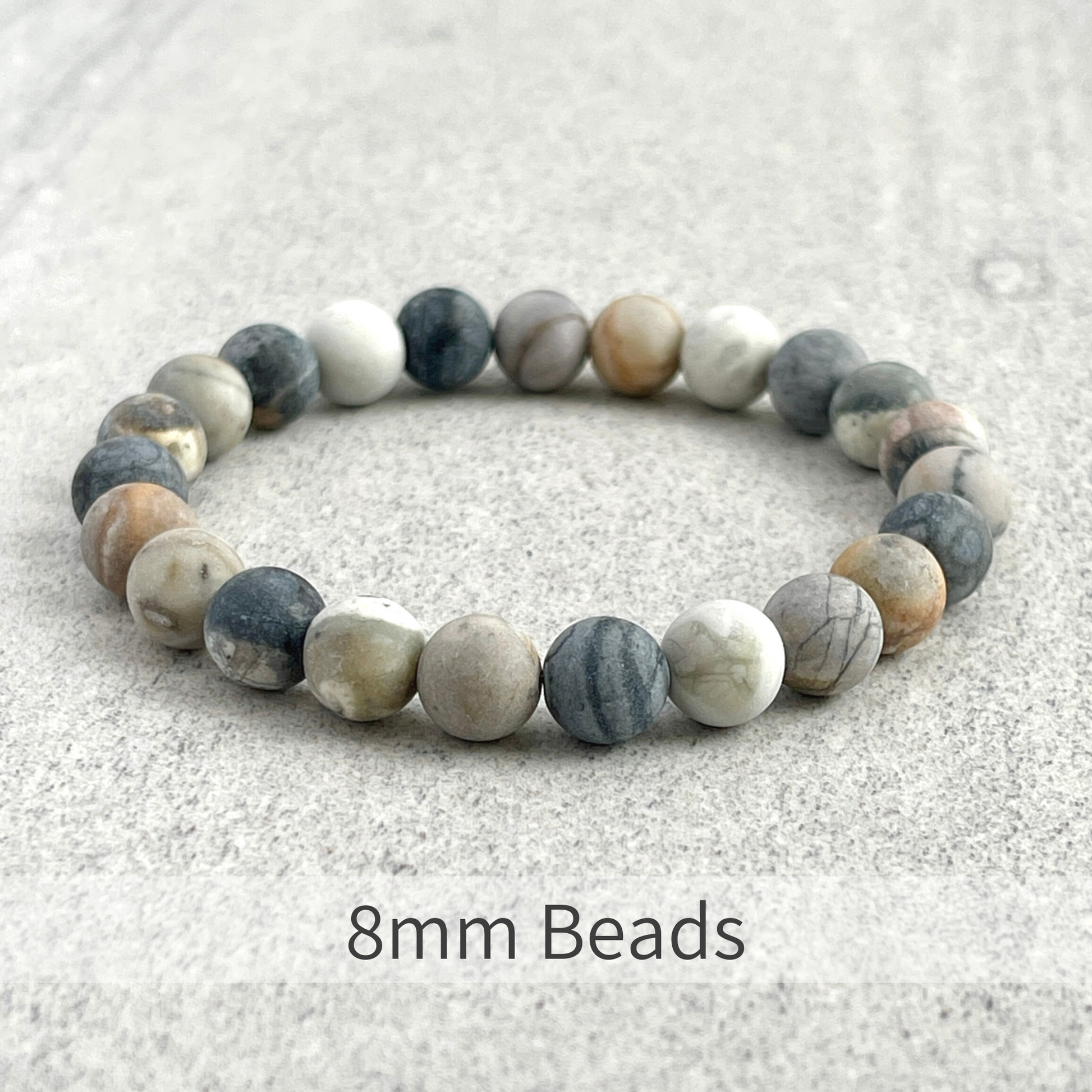 Classic Matte Silver Picasso Jasper Beaded Bracelet