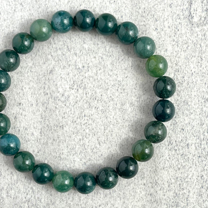 Moss Agate Beaded Bracelet