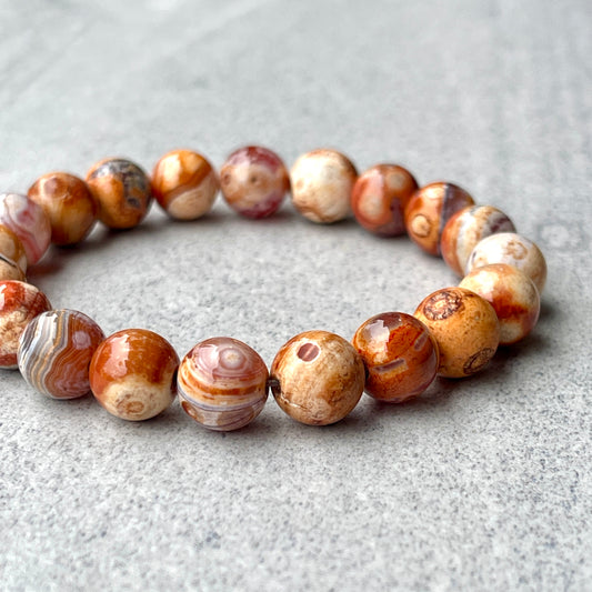 Light Orange Uruguay Agate Beaded Bracelet