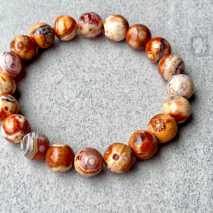 Light Orange Uruguay Agate Beaded Bracelet