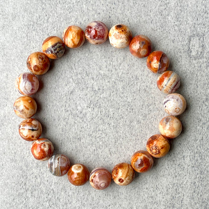 Light Orange Uruguay Agate Beaded Bracelet