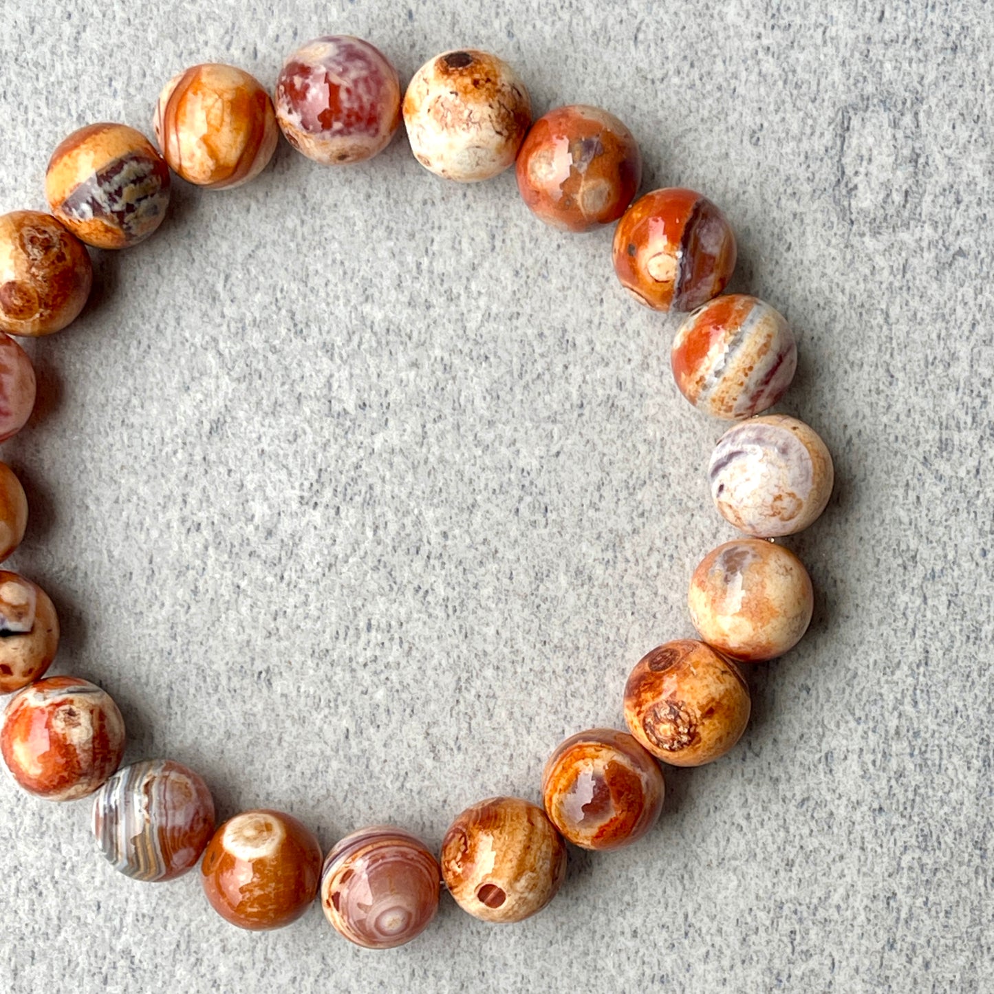 Light Orange Uruguay Agate Beaded Bracelet