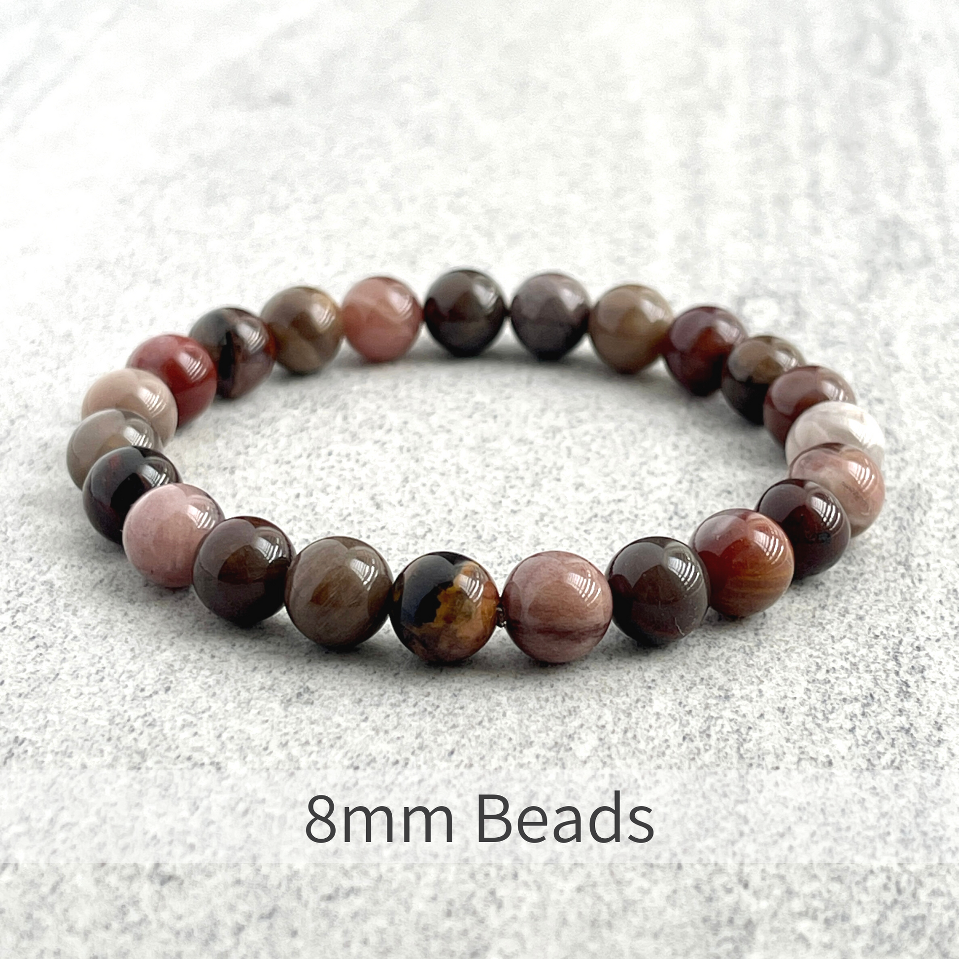 Elegant Petrified Wood Bead Bracelet for Fashion-Forward Men