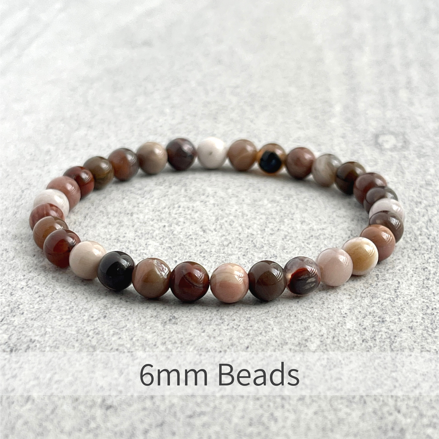 Unique Petrified Wood Bead Bracelet for Men