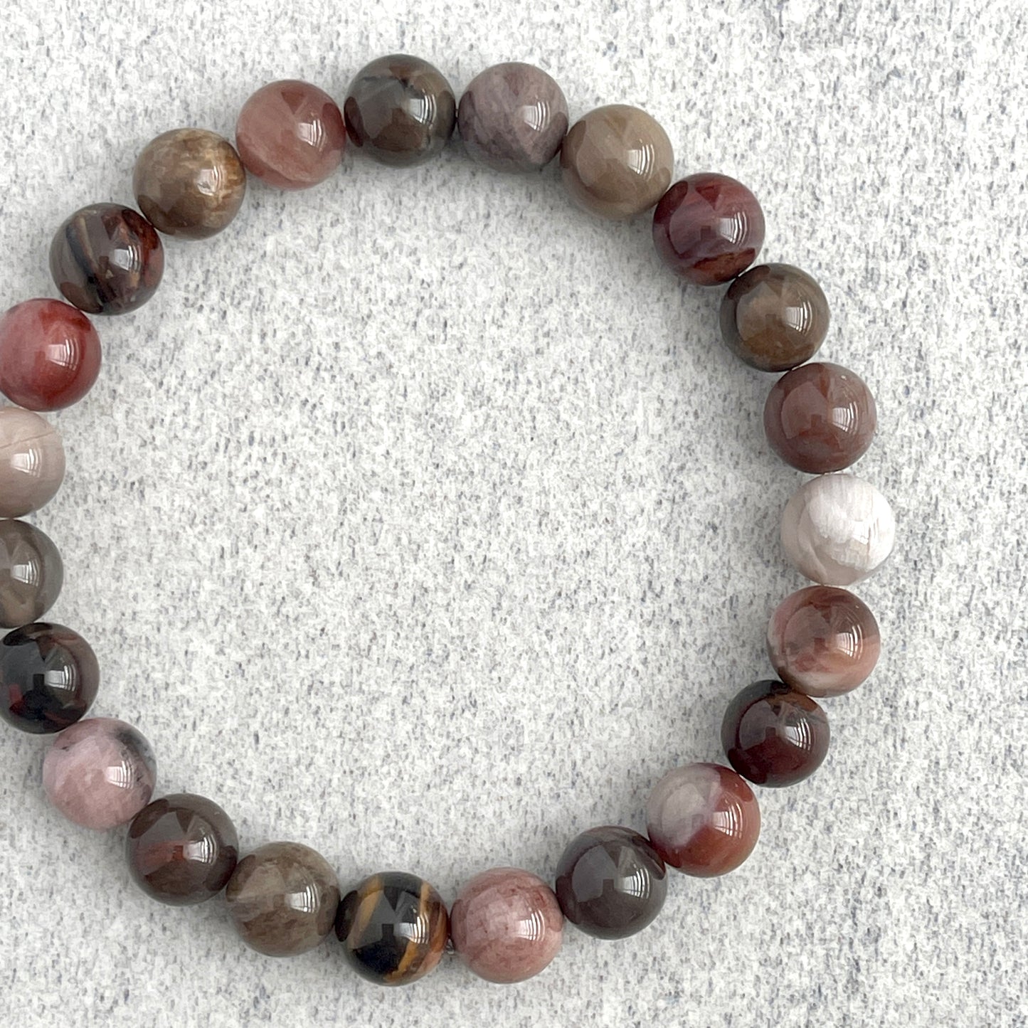 Petrified Wood Bead Bracelet with High-Quality Natural Stones for Men