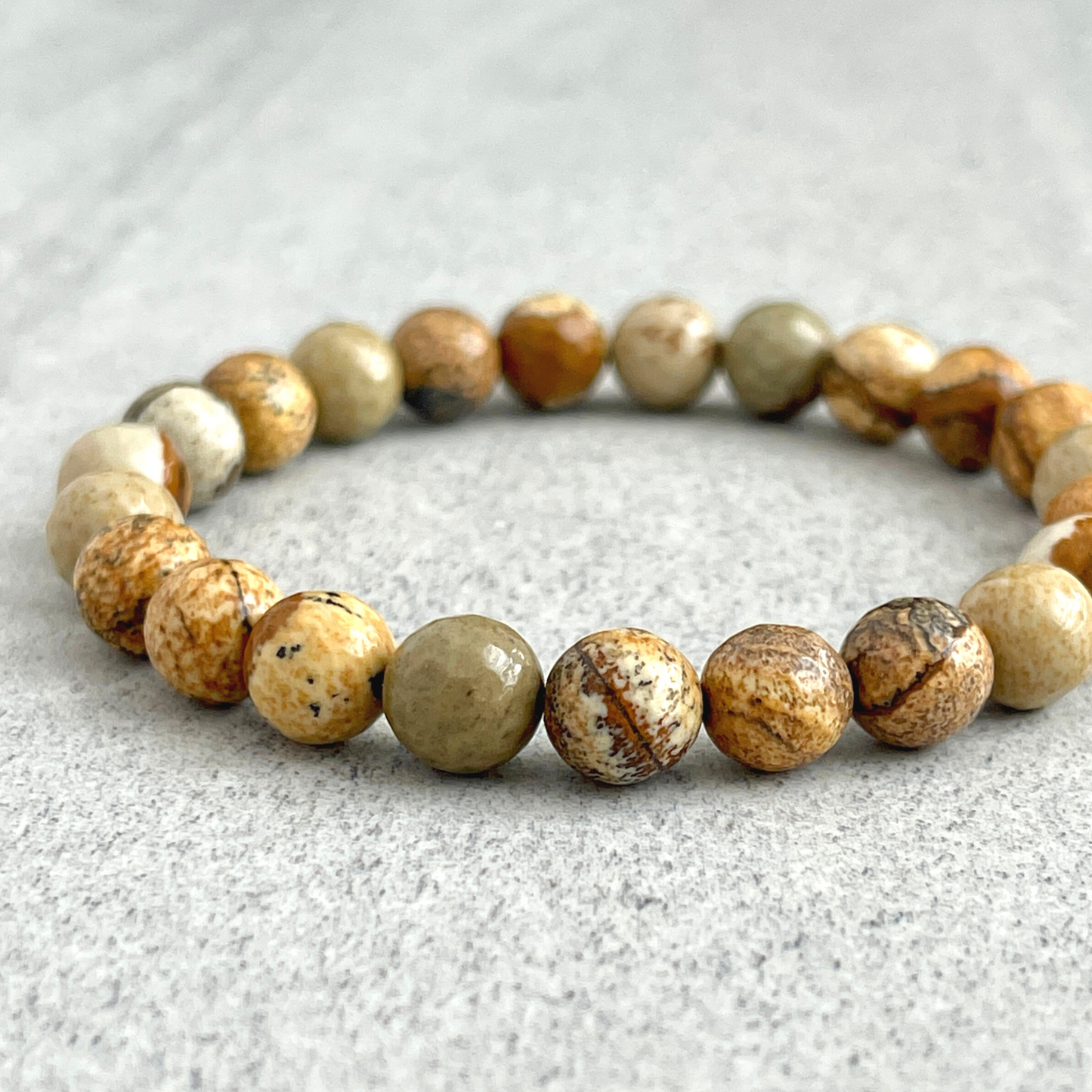 Faceted Picture Jasper Beaded Bracelet