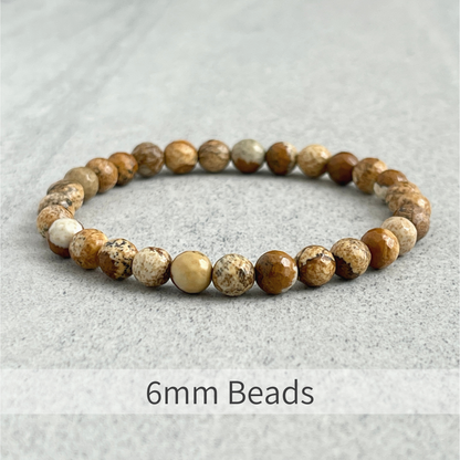 Faceted Picture Jasper Beaded Bracelet