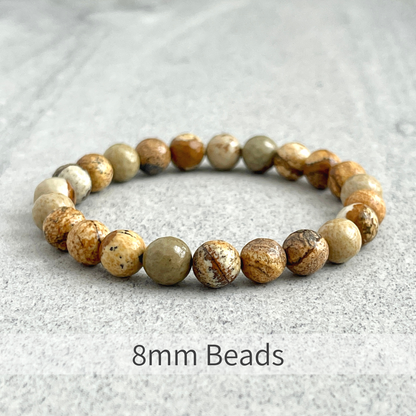 Faceted Picture Jasper Beaded Bracelet