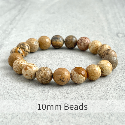 Faceted Picture Jasper Beaded Bracelet