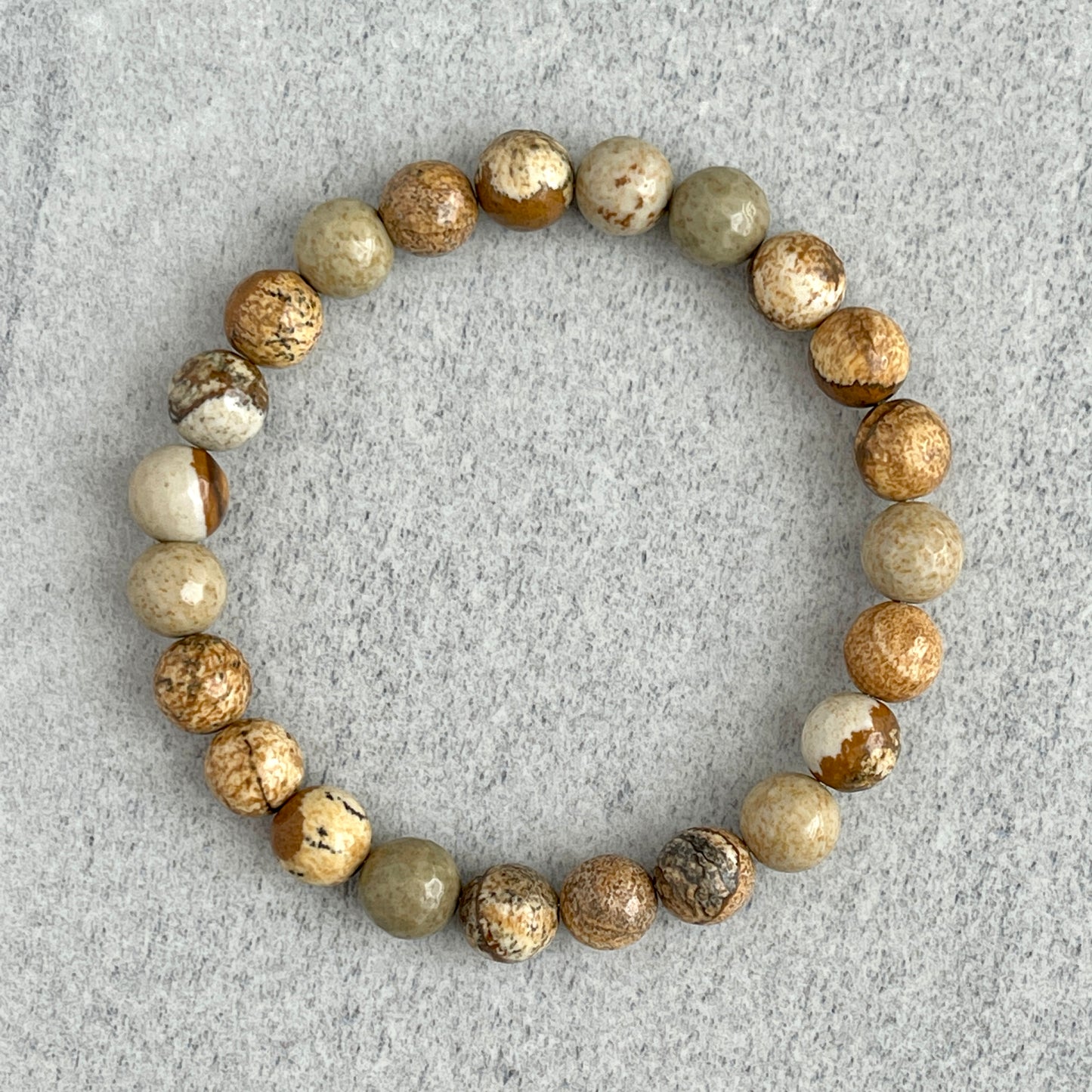 Faceted Picture Jasper Beaded Bracelet