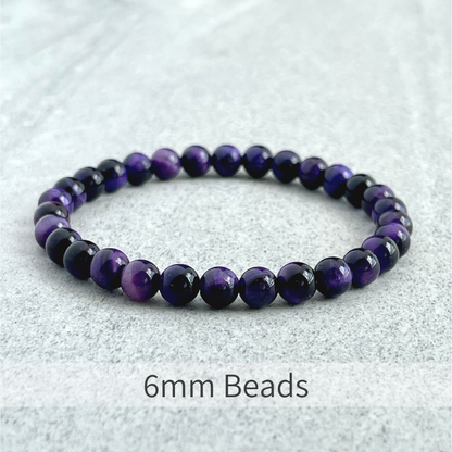 Purple Tiger Eye Beaded Stretch Bracelet