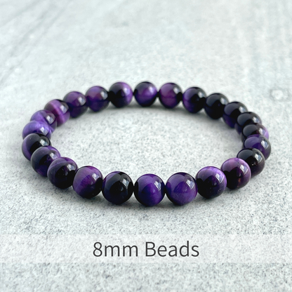 Purple Tiger Eye Beaded Stretch Bracelet