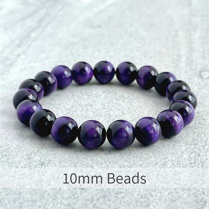 Purple Tiger Eye Beaded Stretch Bracelet