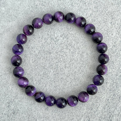 Purple Tiger Eye Beaded Stretch Bracelet