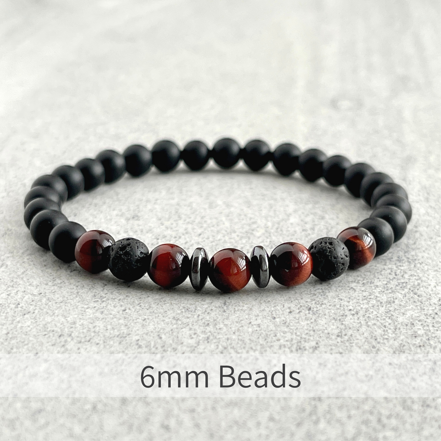 Matte Onyx, Red Tiger Eye, Black Lava with Hematite Bracelet