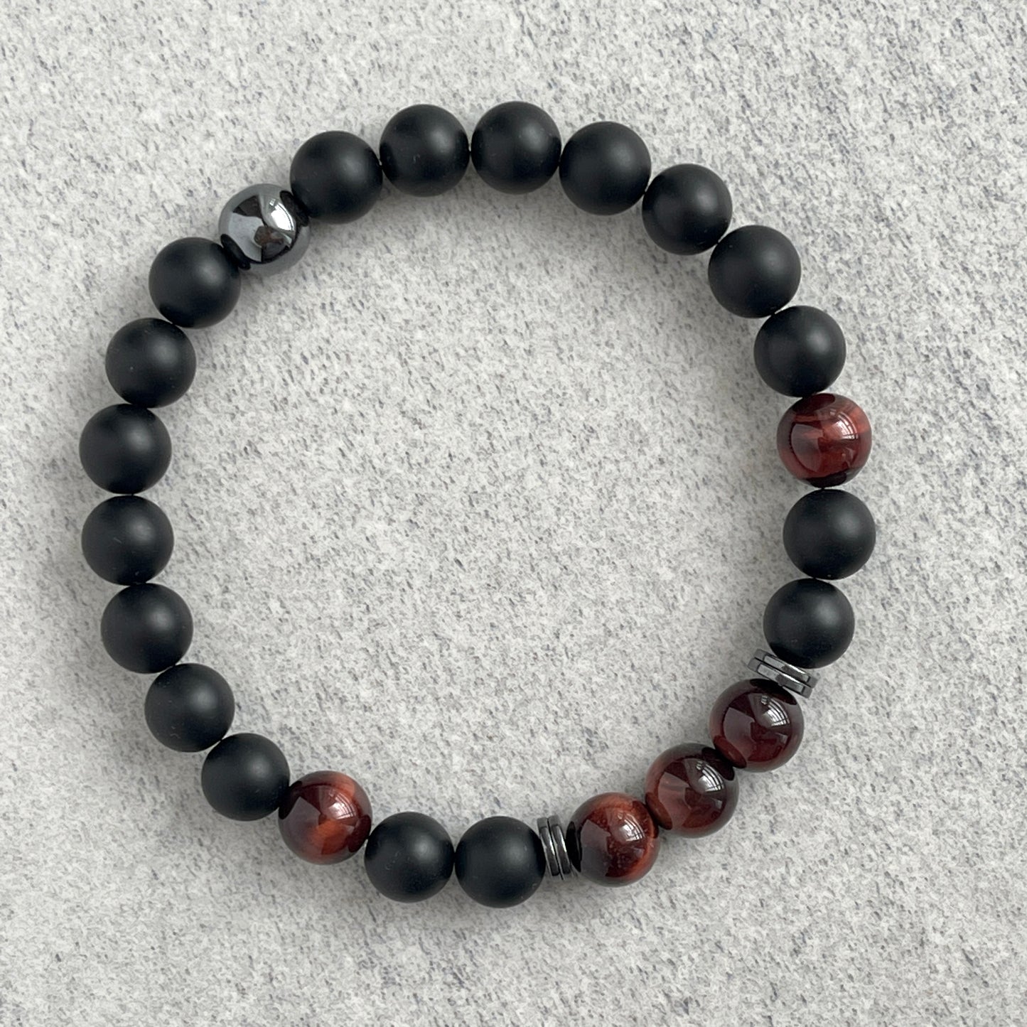 Onyx Red Tiger Eye Bracelet for Men