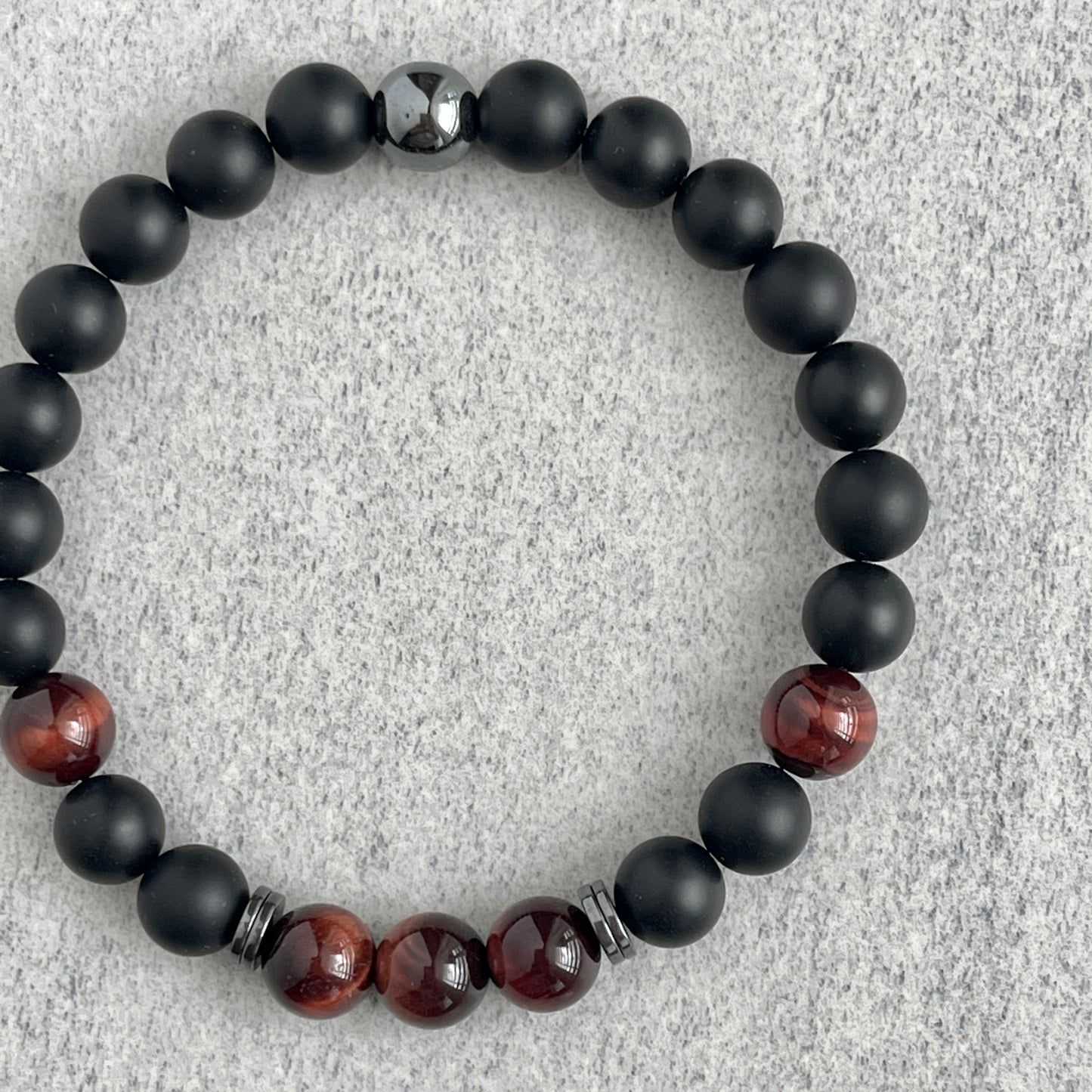 Unique Onyx Red Tiger Eye Bracelet