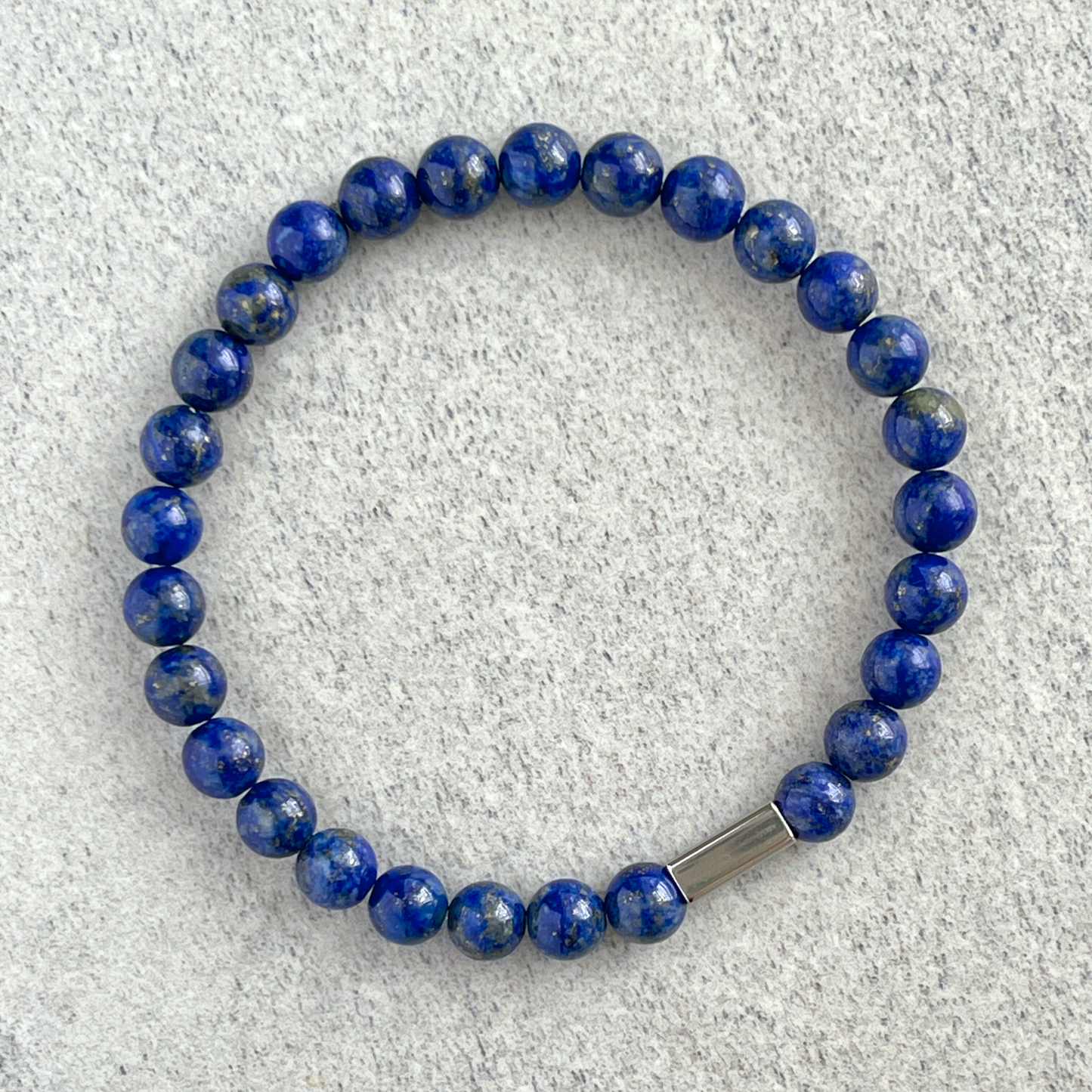 Lapis Lazuli Beaded Bracelet with Stainless Steel Accent