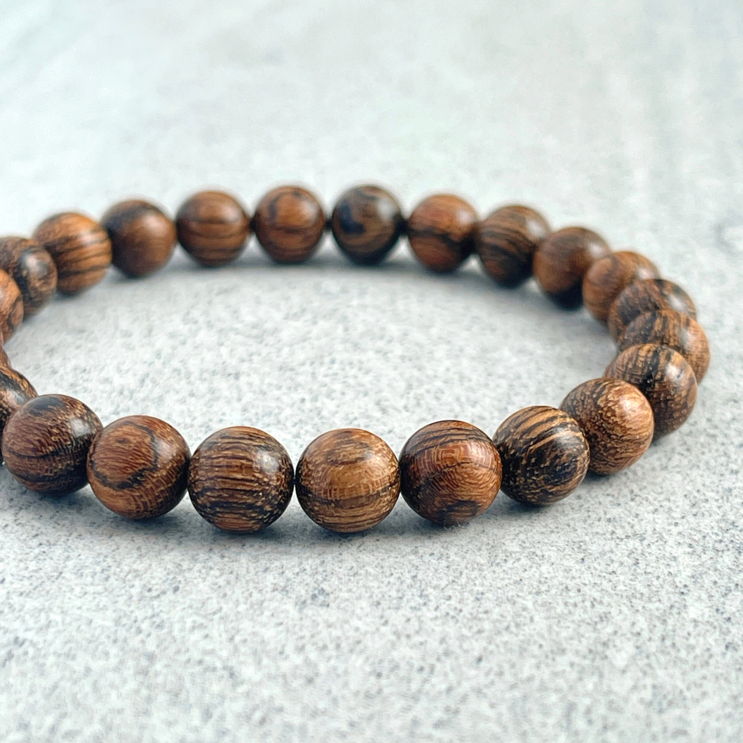 Tiger Skin Sandalwood Stretch Beaded Bracelet