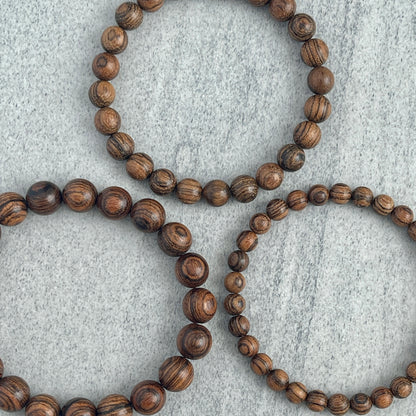 Tiger Skin Sandalwood Stretch Beaded Bracelet