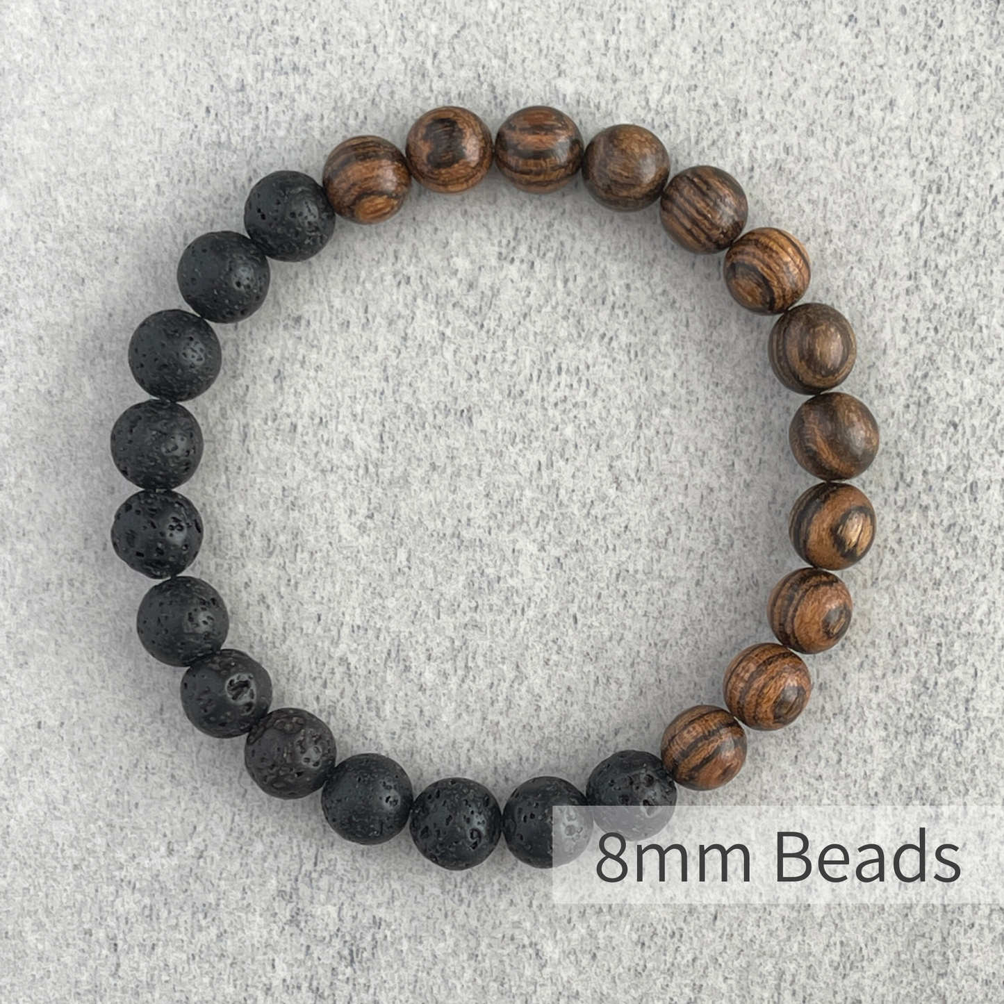 Half & Half Tiger Skin Sandalwood and Black Lava Beaded Bracelet