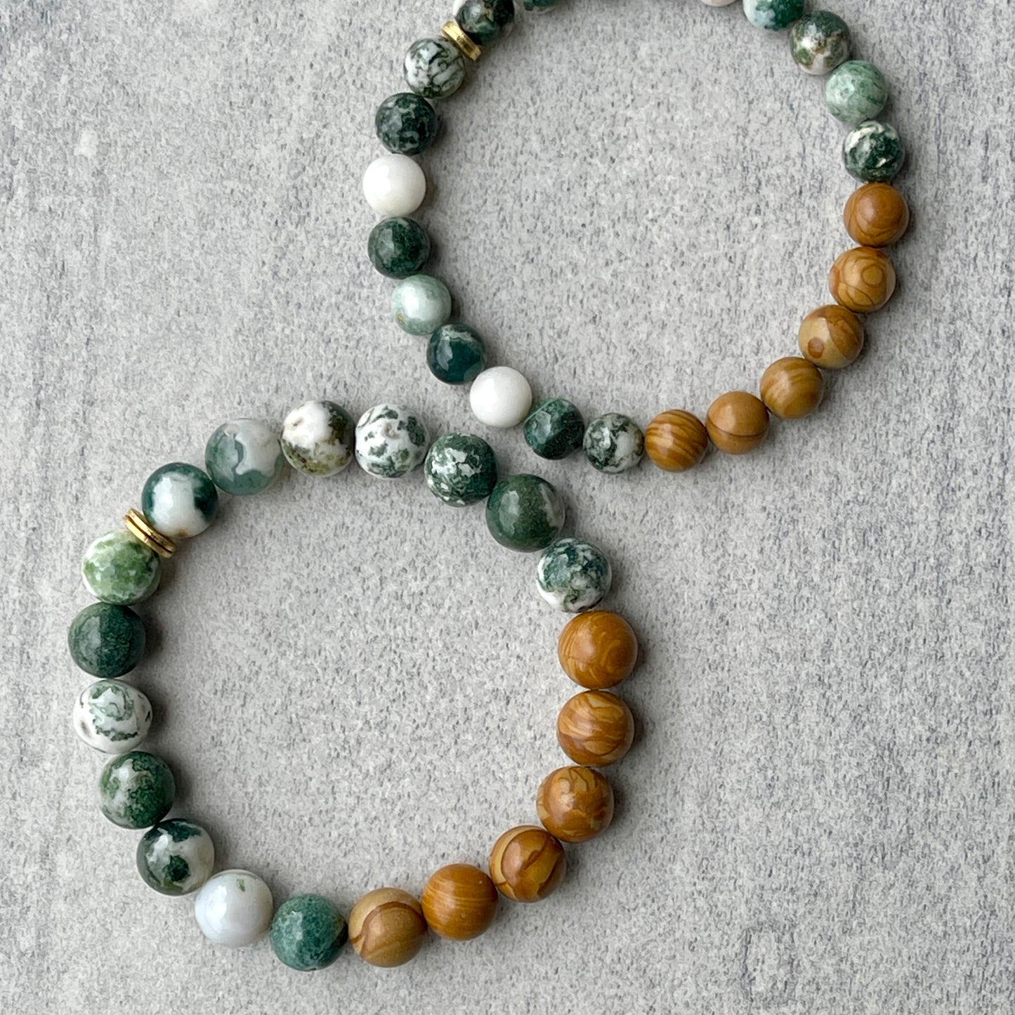 Tree Agate & Wood Jasper Beaded Bracelet